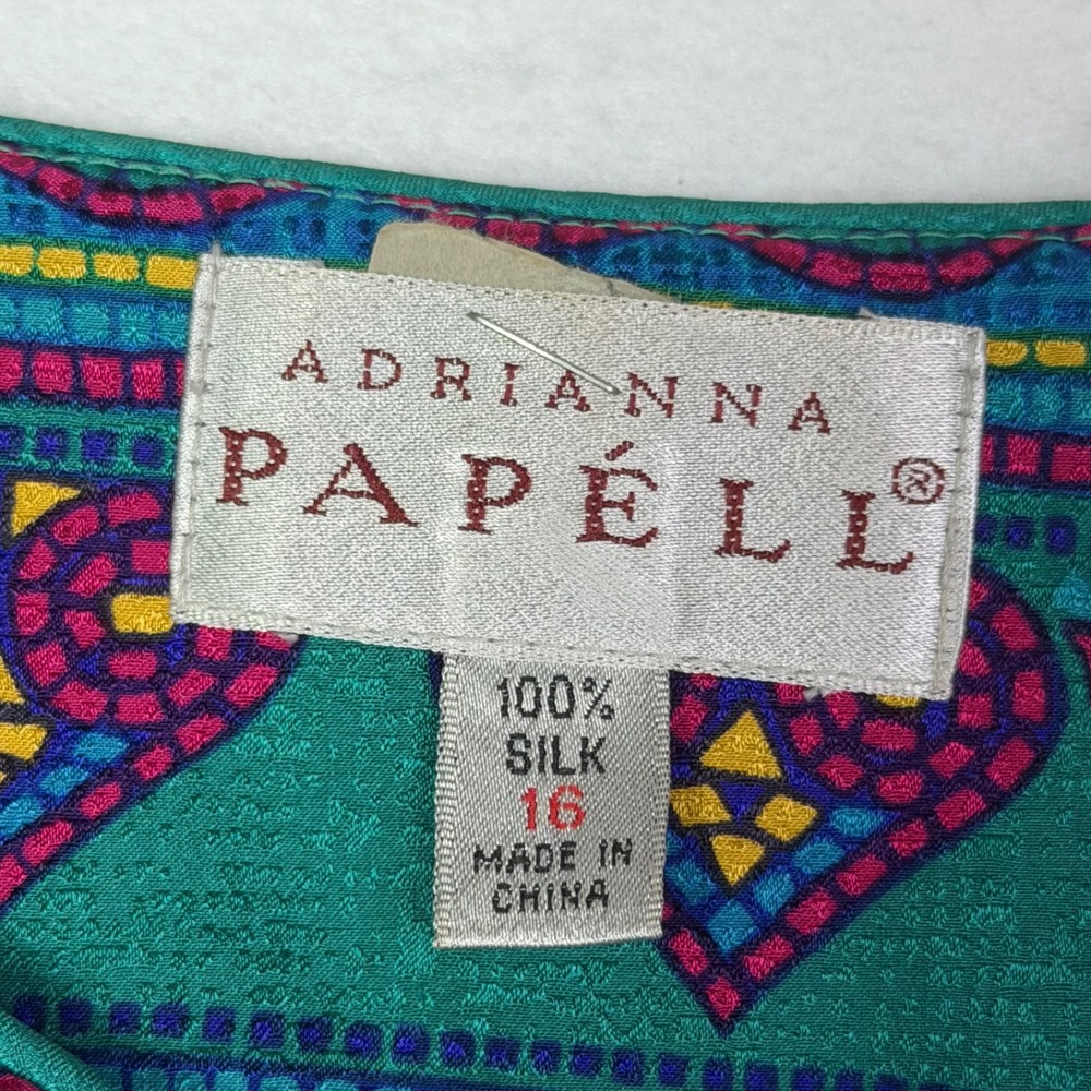 Adrianna Papell‎ Womens Size 16 Multicolor Silk Eclectic 90s Vintage Jacket - Picture 4 of 8
